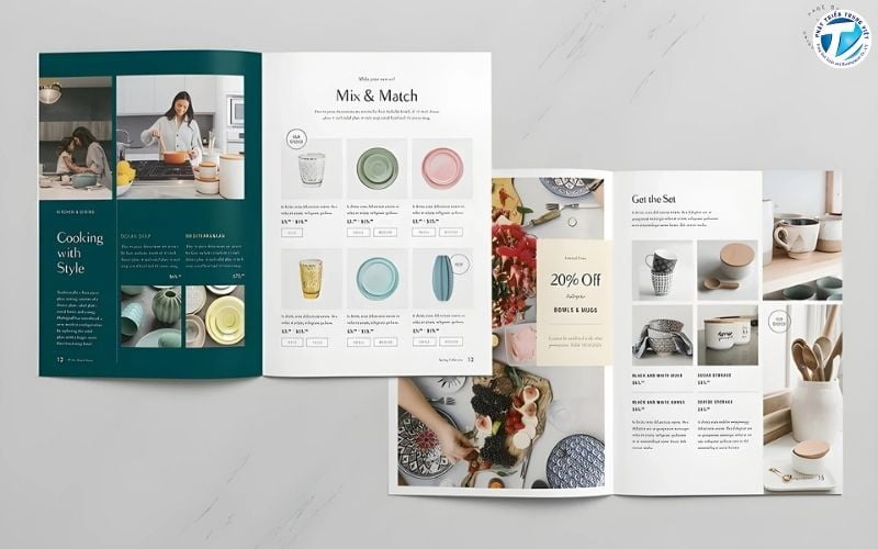 Chọn bố cục và màu sắc catalogue hài hòa 